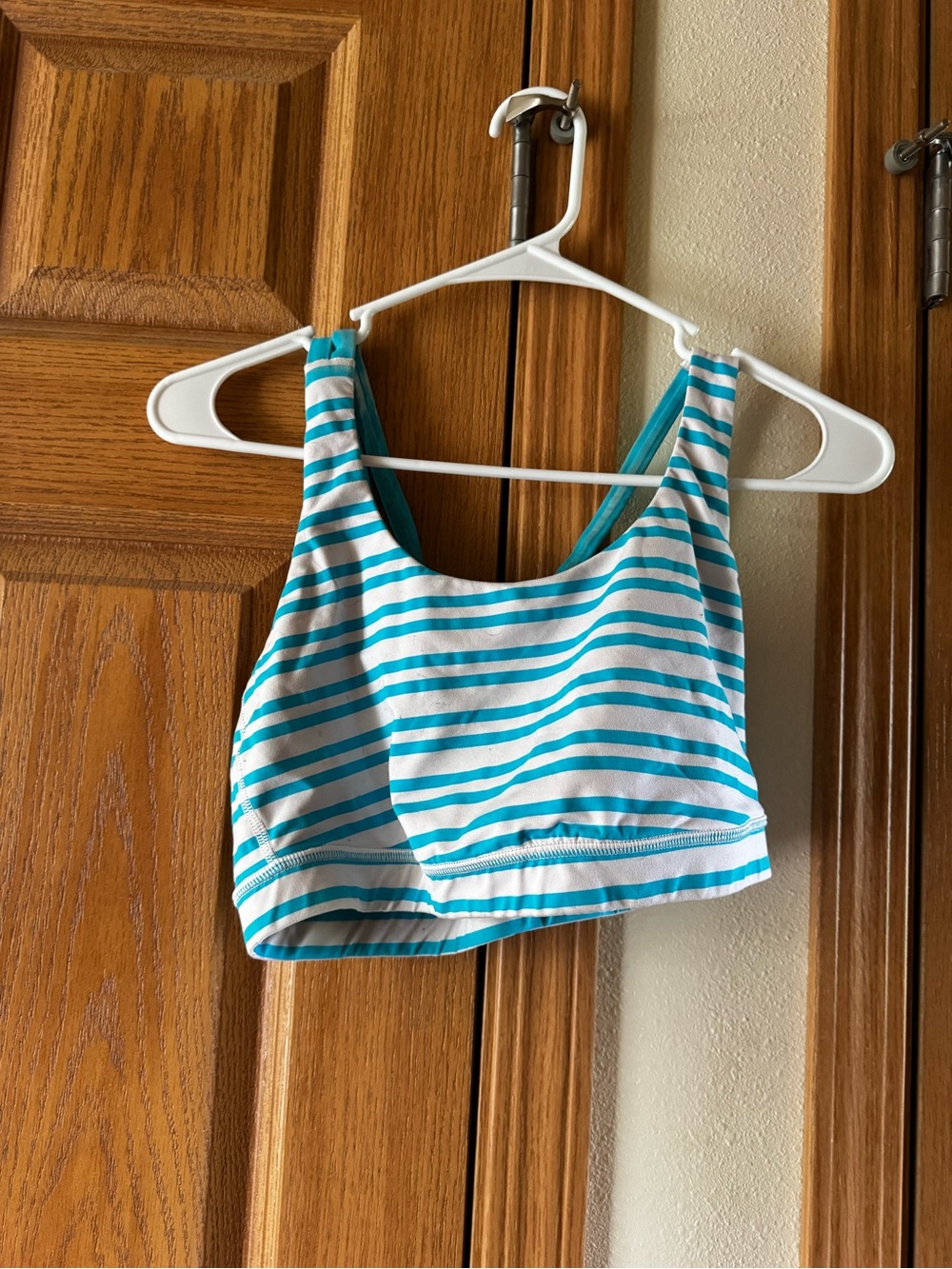 lululemon athletica Striped Sports Bra - Turquoise and White